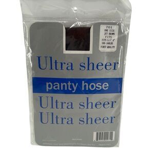 First Quality Ultra Sheer Pantyhose One Size Jet Brown 5’5–5’9 100–160 lbs, NIP